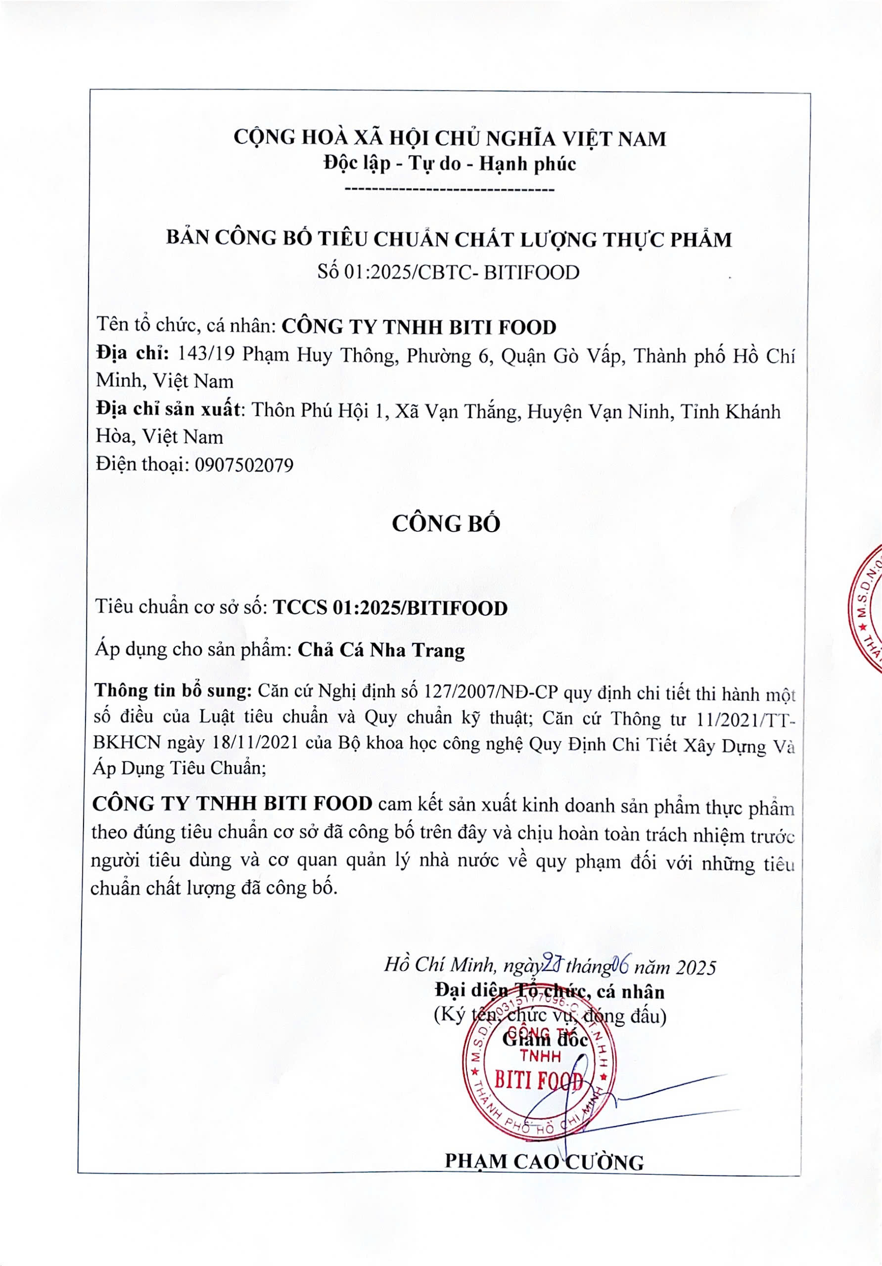  - Công Ty TNHH BITI FOOD